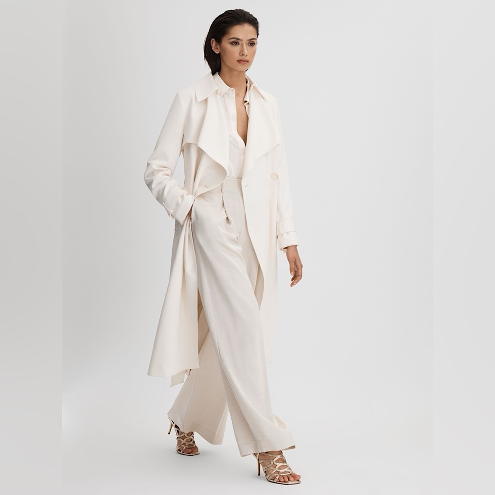 Elegant THEORY IVORY Cream Women's Jacket Trench Small